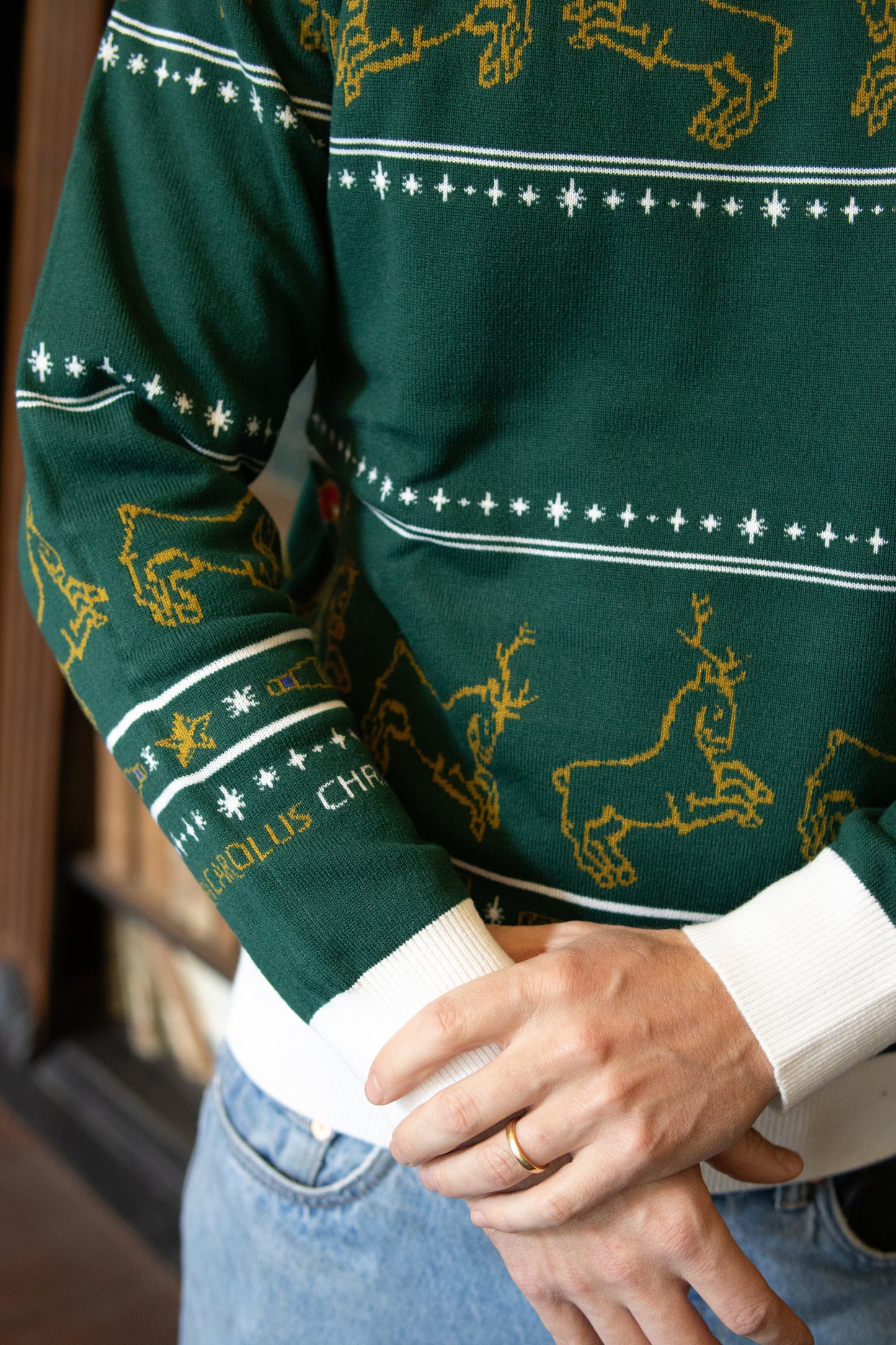 Gouden Carolus Christmas sweater green